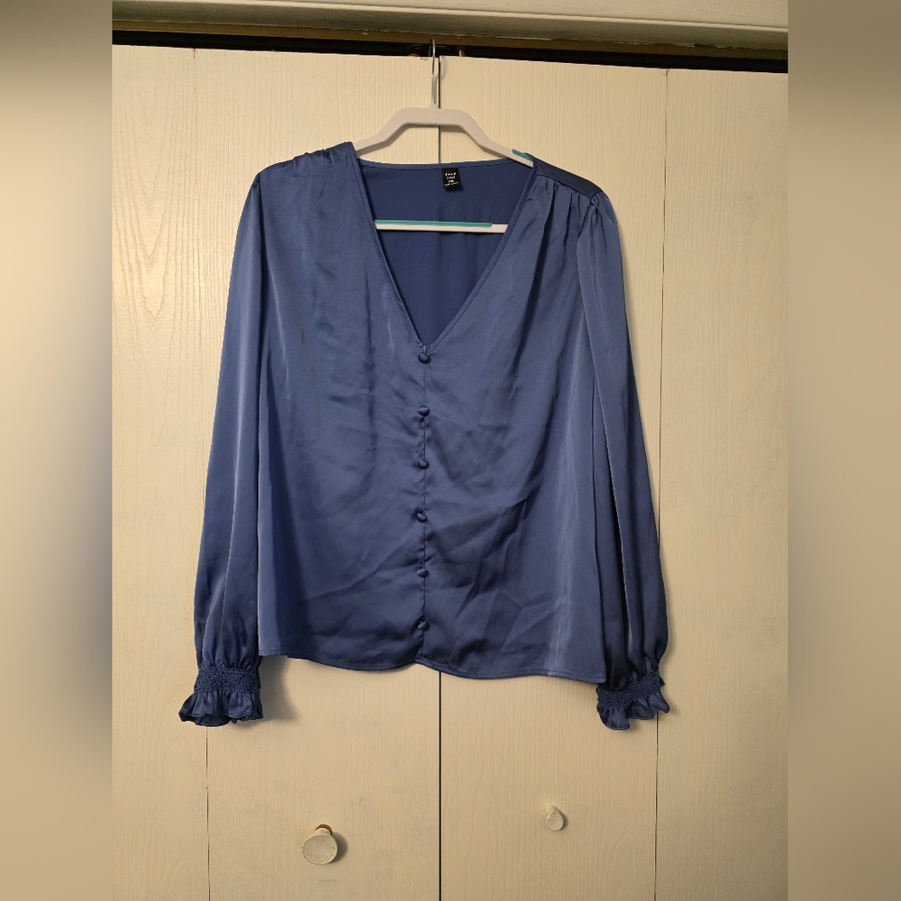 Shein Curve Satin Long Sleeve Top